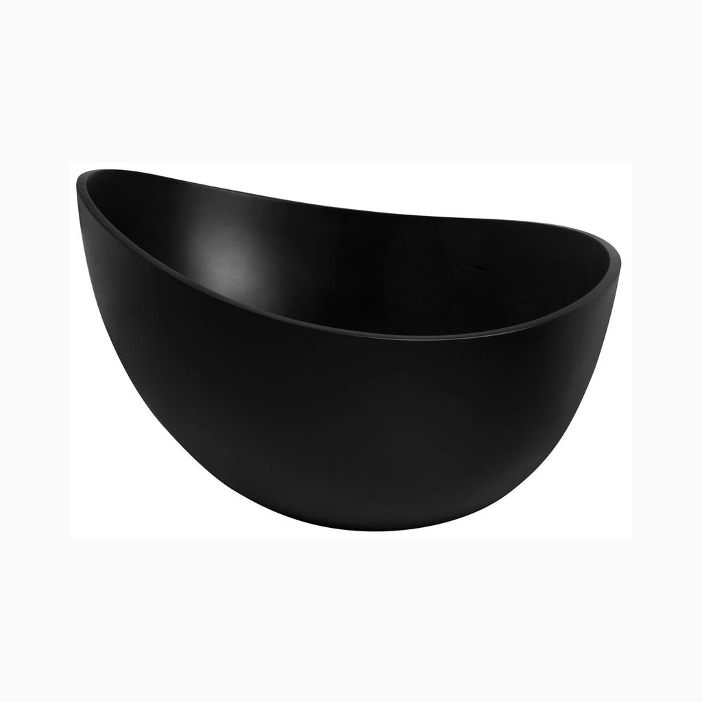 Nuvia 63-Inch Modern Freestanding Single-Piece Matte Black Finish Stone Resin Bathtub (SAK69041) - Saksby Wholesale - Top Front View