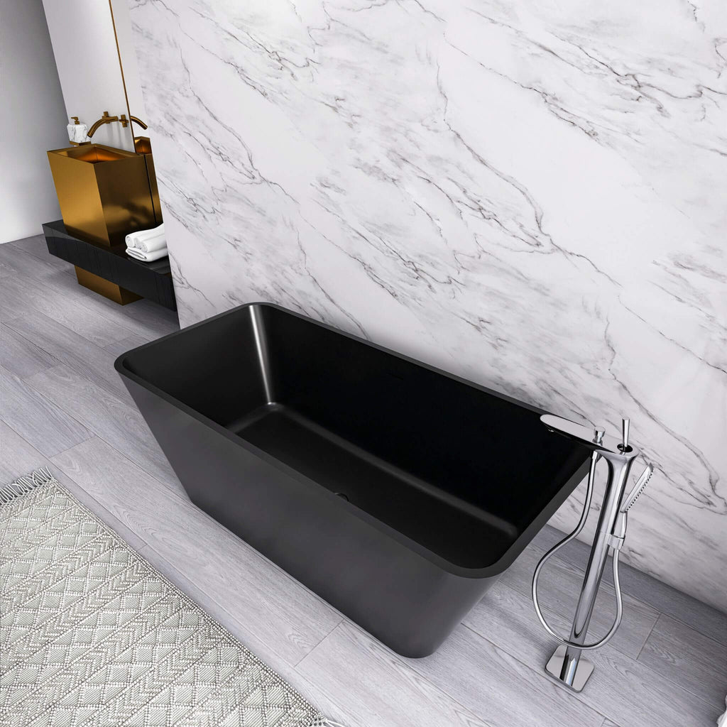 Nuvia 67-Inch Luxury Freestanding Solid Surface Soaking Bathtub (SAK51920) - Saksby Wholesale - Bathroom Lifestyle 
