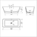 Nuvia 67-Inch Luxury Freestanding Solid Surface Soaking Bathtub (SAK51920) - Saksby Wholesale - Dimensions