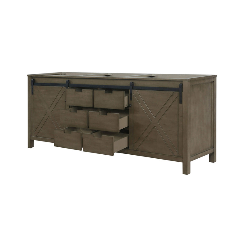 Nuvia 80" Fully Assembled Double Bath Vanity With Soft Close Cabinets (SAK53904) - Saskby Wholesale - Front Left View With Open Cabinet