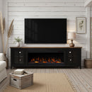 Nuvia 83-Inch Bourbon Black TV Stand With Fireplace And Glass Windowpane Doors (SAK40281) - Saksby Wholesale - Lifestyle Image