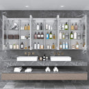 Nuvia 96X40-Inch Wall-Mounted Medicine Cabinet Mirror With Anti-Fog And Tri-Color LED Lights (SAK82340) - Saksby Wholesale - Storage Display Behind the Mirror