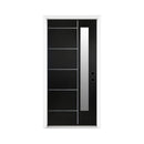 [36X80-Inch] Nuvia Black Modern Left Inswing Fiberglass Entry Door With Frosted Glass (SAK25849) - Saksby Wholesale - Front View