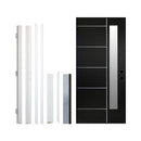 [36X80-Inch] Nuvia Black Modern Left Inswing Fiberglass Entry Door With Frosted Glass (SAK25849) - Saksby Wholesale - Product Materials