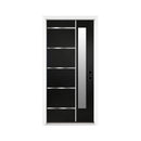 [36X80-Inch] Nuvia Black Modern Left Inswing Fiberglass Front Door With Frosted Glass [4-9/16 Frame] (SAK96731) - Saksby Wholesale - Front View