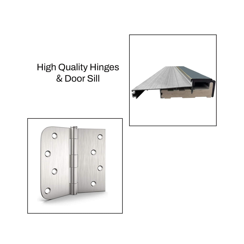 [36X80-Inch] Nuvia Black Modern Left Inswing Fiberglass Front Door With Frosted Glass [4-9/16 Frame] (SAK96731) - Saksby Wholesale - Hinges