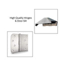 [36X80-Inch] Nuvia Black Modern Left Inswing Fiberglass Front Door With Frosted Glass [4-9/16 Frame] (SAK96731) - Saksby Wholesale - Hinges