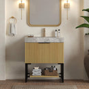Nuvia Luxury 30-Inch Corolla Oak Freestanding Bathroom Vanity With Sink And Storage (SAK79352) - Room View