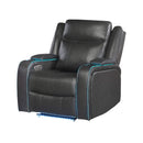 Nuvia Luxury Charcoal Upholstered Power Recliner Armchair With LED Lights (SAK16429) - Saksby Wholesale - Front Left View