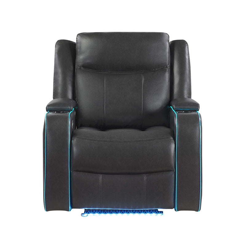 Nuvia Luxury Charcoal Upholstered Power Recliner Armchair With LED Lights (SAK16429) - Saksby Wholesale - Front View