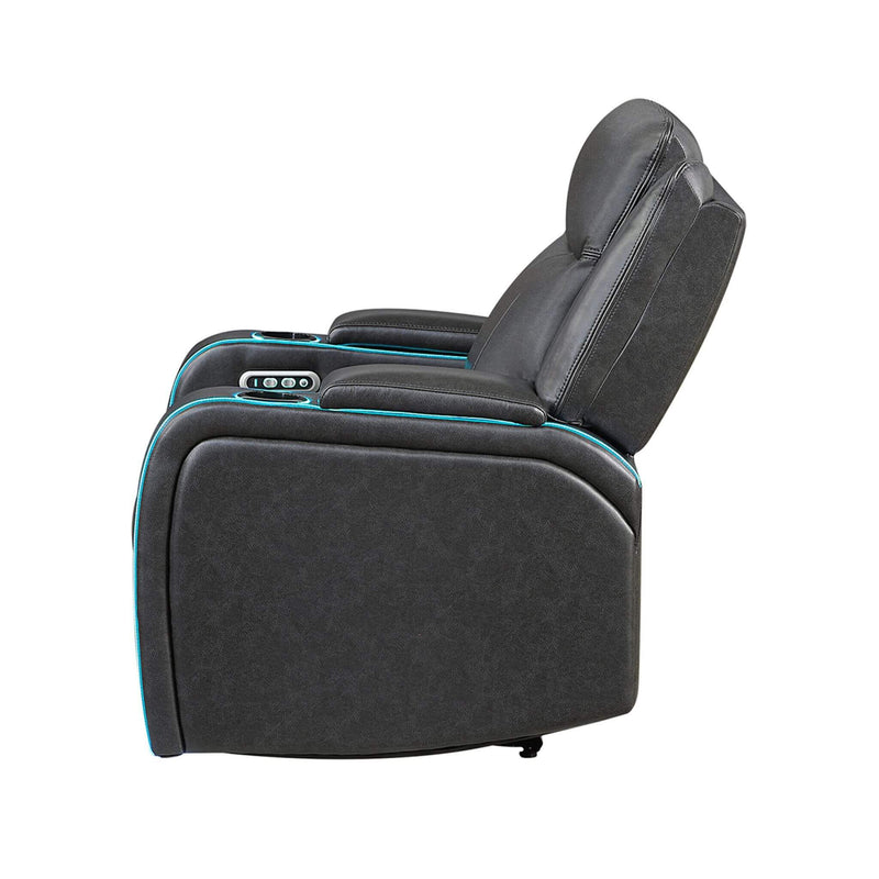 Nuvia Luxury Charcoal Upholstered Power Recliner Armchair With LED Lights (SAK16429) - Saksby Wholesale - Left View