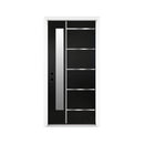 [36X80-Inch] Nuvia Modern Frosted Glass Black Fiberglass Front Door With Right Inswing (SAK10584) - Saksby Wholesale - Front View
