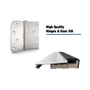 [36X80-Inch] Nuvia Modern Frosted Glass Black Fiberglass Front Door With Right Inswing (SAK10584) - Saksby Wholesale - Hinges