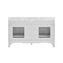 Nuvia Premium 60-Inch Freestanding Double Sink Bathroom Vanity With Carrara Marble Top (SAK51829) - Saksby Wholesale - Back View