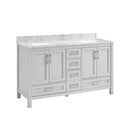 Nuvia Premium 60-Inch Freestanding Double Sink Bathroom Vanity With Carrara Marble Top (SAK51829) - Saksby Wholesale - Front Right View