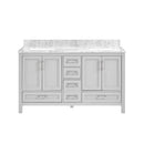 Nuvia Premium 60-Inch Freestanding Double Sink Bathroom Vanity With Carrara Marble Top (SAK51829) - Saksby Wholesale - Front View