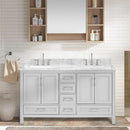 Nuvia Premium 60-Inch Freestanding Double Sink Bathroom Vanity With Carrara Marble Top (SAK51829) - Saksby Wholesale - Room View