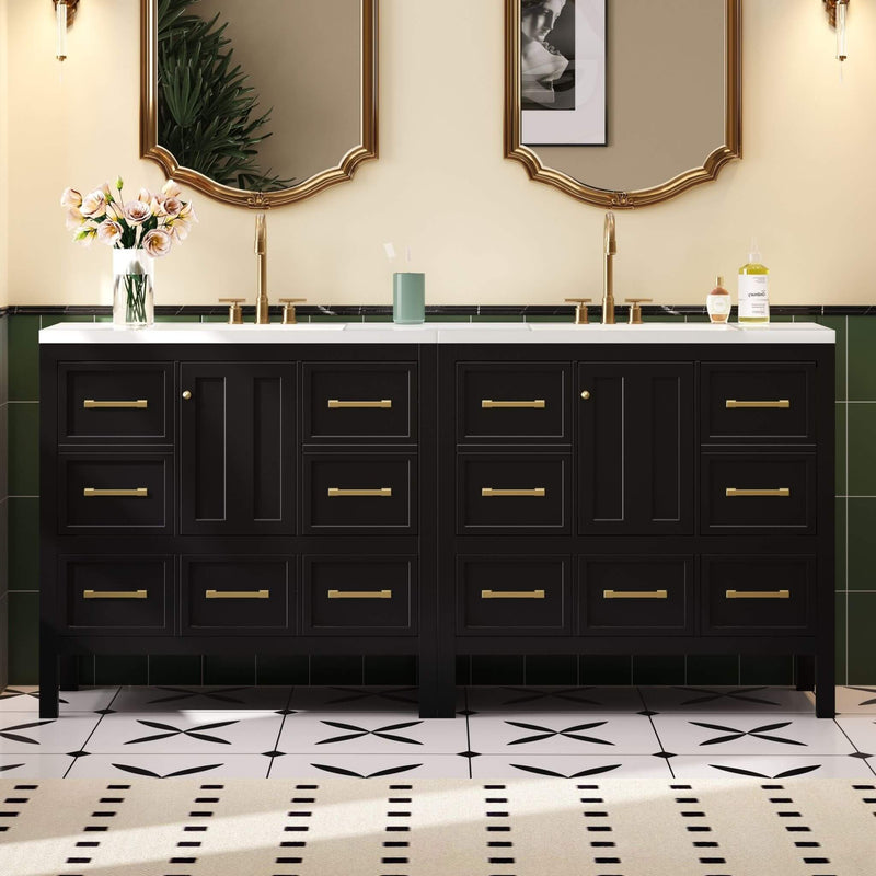 Nuvia Premium 72-Inch Bathroom Vanity Set With Resin Sink And Soft-Close Drawers (SAK62749) - Saksby Wholesale - Center View Lifestyle