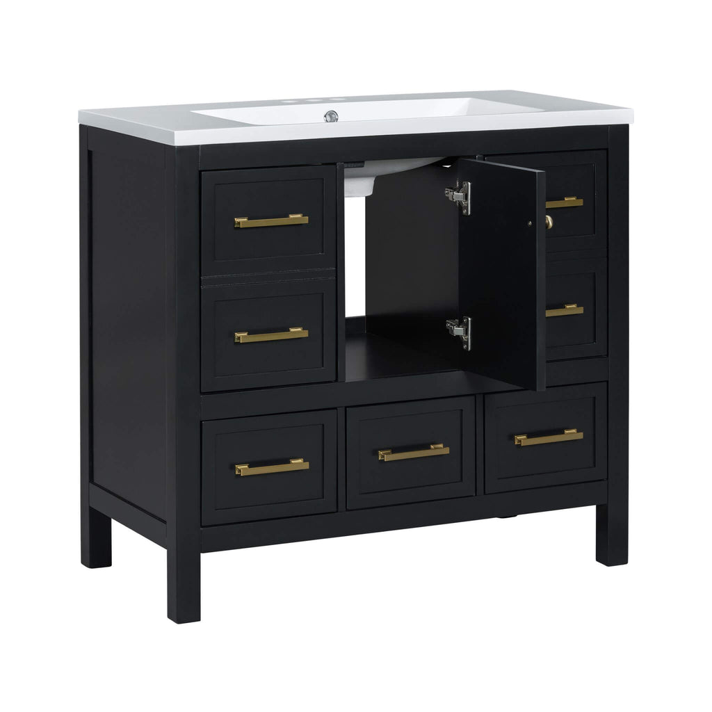 Nuvia Premium 72-Inch Bathroom Vanity Set With Resin Sink And Soft-Close Drawers (SAK62749) - Saksby Wholesale - Drawer Details