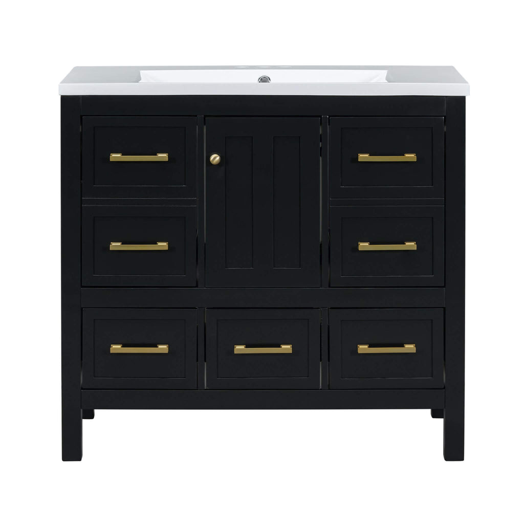 Nuvia Premium 72-Inch Bathroom Vanity Set With Resin Sink And Soft-Close Drawers (SAK62749) - Saksby Wholesale - Front View