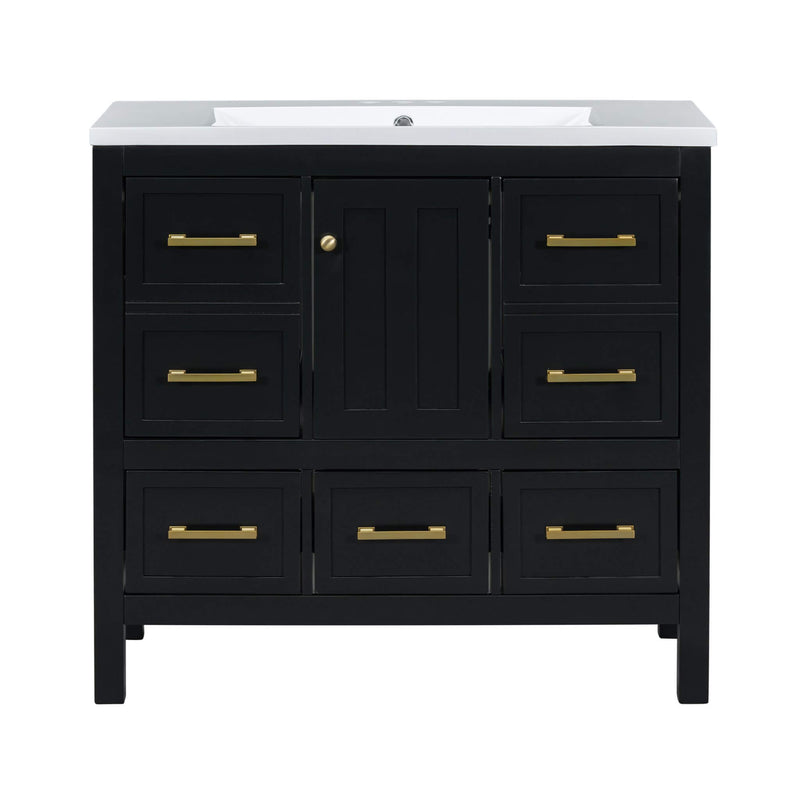 Nuvia Premium 72-Inch Bathroom Vanity Set With Resin Sink And Soft-Close Drawers (SAK62749) - Saksby Wholesale - Front View