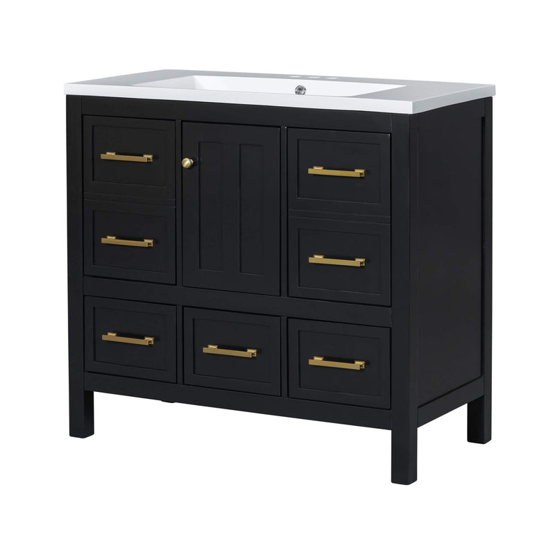 Nuvia Premium 72-Inch Bathroom Vanity Set With Resin Sink And Soft-Close Drawers (SAK62749) - Saksby Wholesale - Left Side View