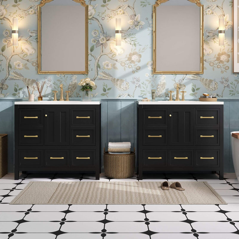 Nuvia Premium 72-Inch Bathroom Vanity Set With Resin Sink And Soft-Close Drawers (SAK62749) - Saksby Wholesale - Lifestyle Image