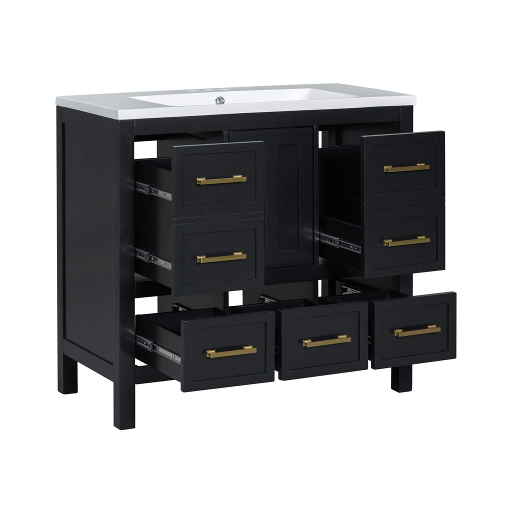 Nuvia Premium 72-Inch Bathroom Vanity Set With Resin Sink And Soft-Close Drawers (SAK62749) - Saksby Wholesale - Pull-out Drawers