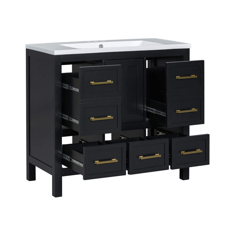 Nuvia Premium 72-Inch Bathroom Vanity Set With Resin Sink And Soft-Close Drawers (SAK62749) - Saksby Wholesale - Pull-out Drawers