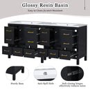 Nuvia Premium 72-Inch Bathroom Vanity Set With Resin Sink And Soft-Close Drawers (SAK62749) - Saksby Wholesale - Resin Basin Features