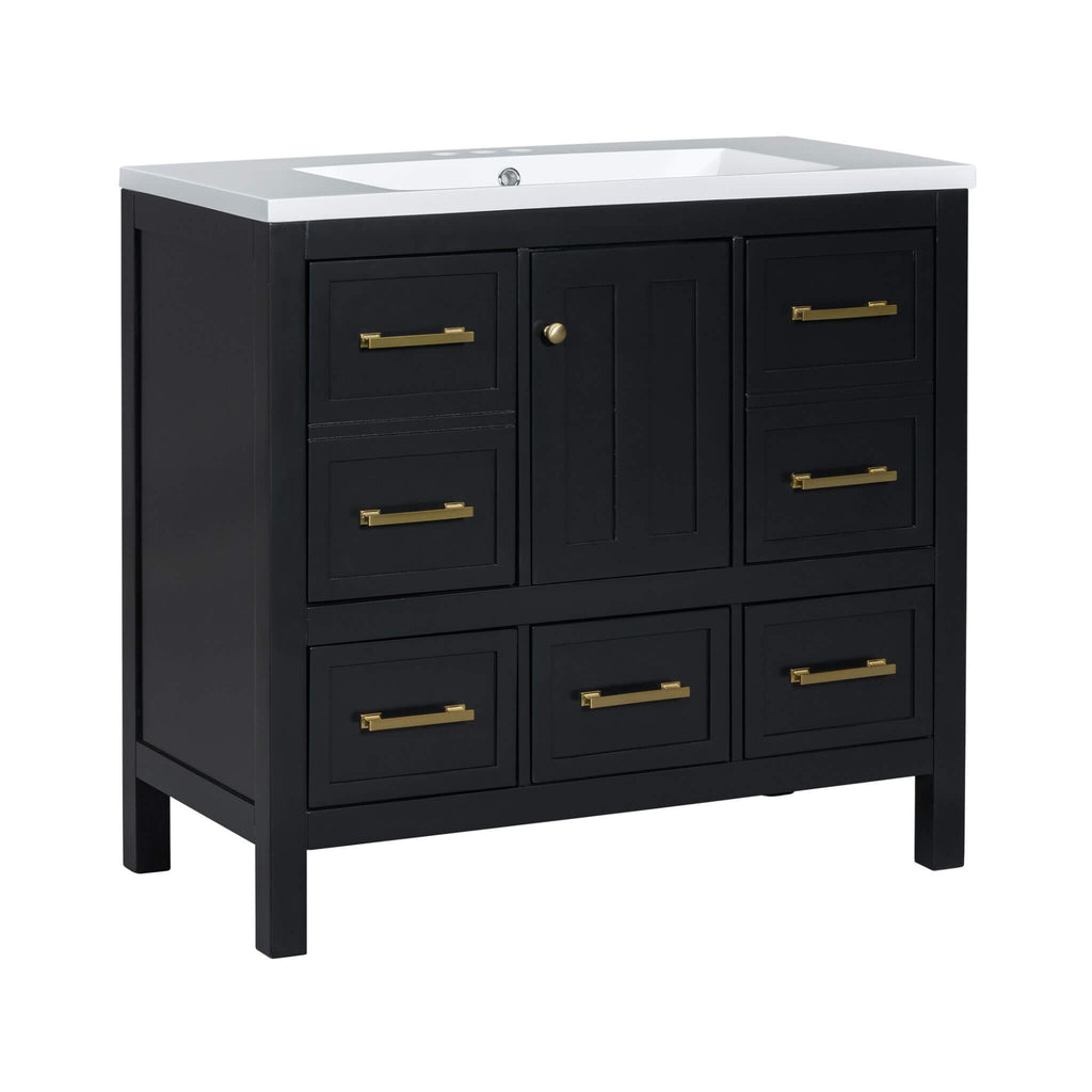 Nuvia Premium 72-Inch Bathroom Vanity Set With Resin Sink And Soft-Close Drawers (SAK62749) - Saksby Wholesale - Right Side View