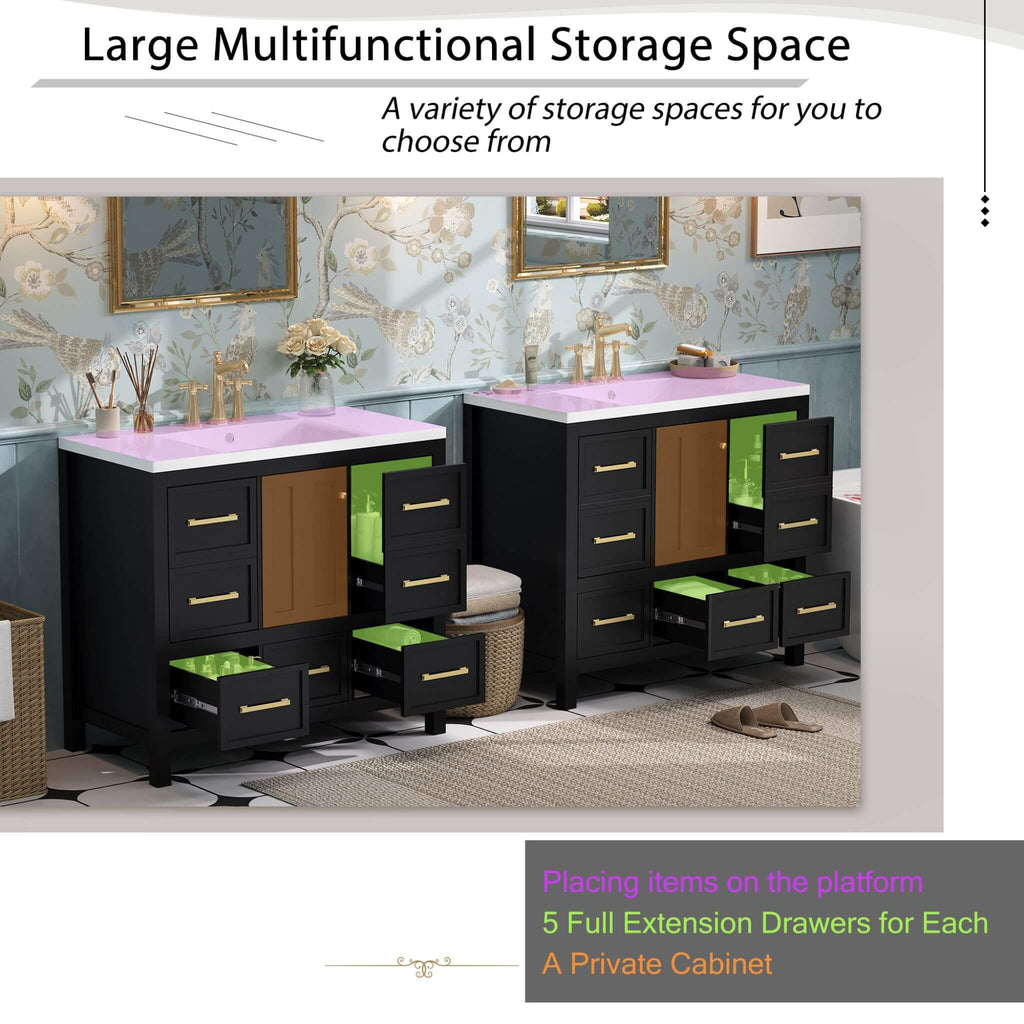 Nuvia Premium 72-Inch Bathroom Vanity Set With Resin Sink And Soft-Close Drawers (SAK62749) - Saksby Wholesale - Storage Space Details