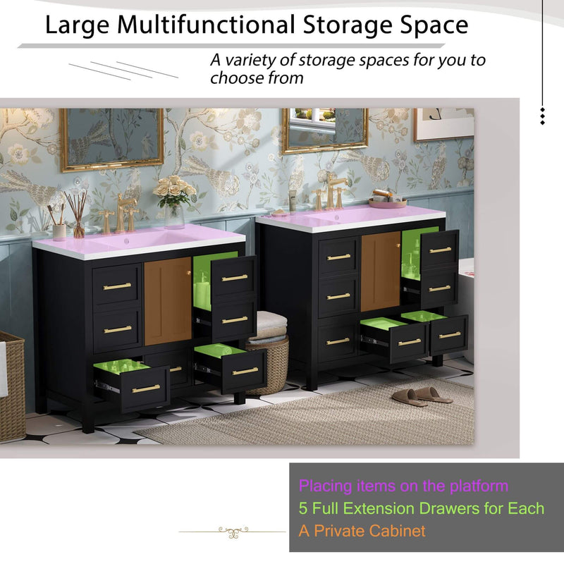 Nuvia Premium 72-Inch Bathroom Vanity Set With Resin Sink And Soft-Close Drawers (SAK62749) - Saksby Wholesale - Storage Space Details