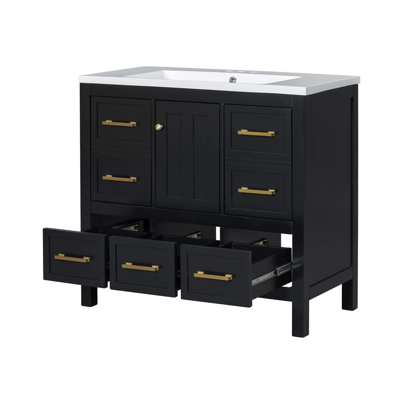 Nuvia Premium 72-Inch Bathroom Vanity Set With Resin Sink And Soft-Close Drawers (SAK62749) - Saksby Wholesale - Botton Drawers