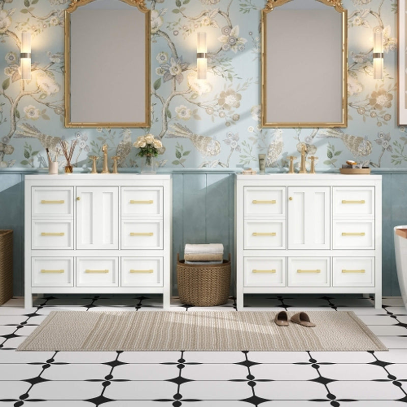 Nuvia Premium 72-Inch Bathroom Vanity Set With Resin Sink And Soft-Close Drawers [Faucet Not Included] (SAK62749)