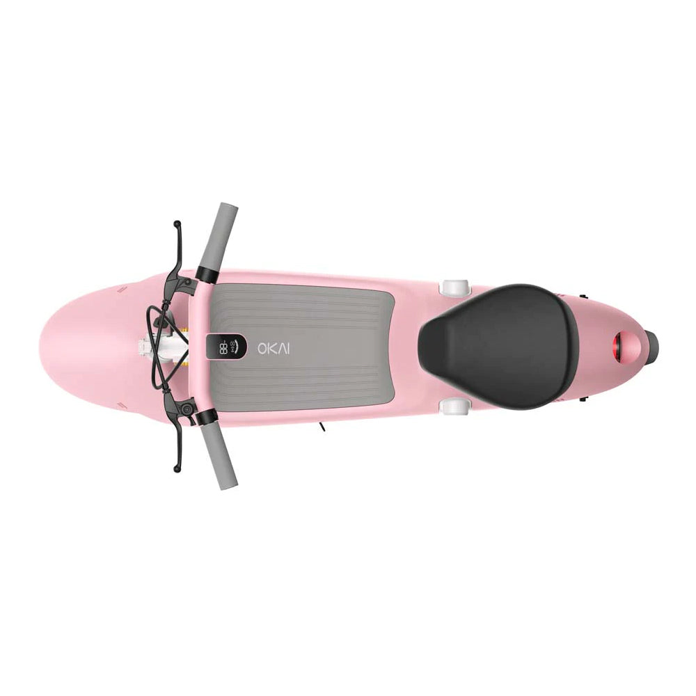 Okai Beetle Pro EA10C 900W 48V/10.4AH Small Foldable Electric Scooter With Seat, Pink (SAK71536) - Saksby Wholesale - Top View White Background