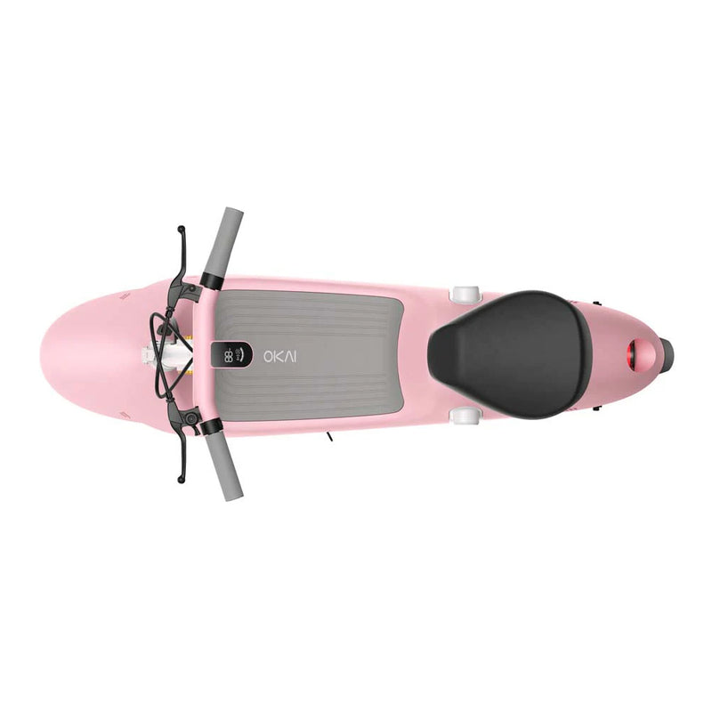 Okai Beetle Pro EA10C 900W 48V/10.4AH Small Foldable Electric Scooter With Seat, Pink (SAK71536) - Saksby Wholesale - Top View White Background