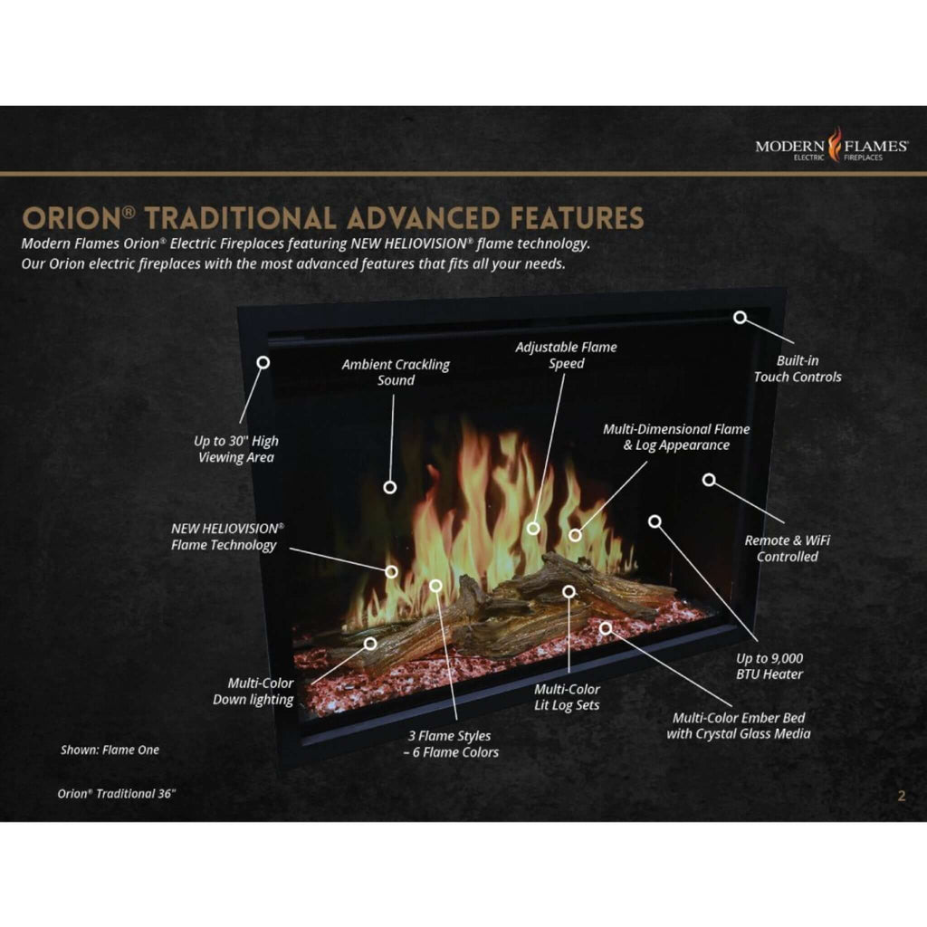 MODERN FLAMES ORION TRADITIONAL 26" Heliovision Electric Fireplace [OR26-TRAD] (SAK51873) - Features View