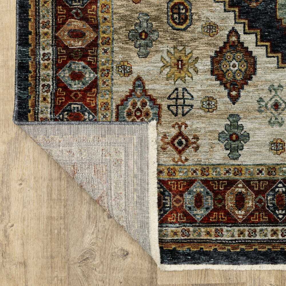 Oriental Weavers Aberdeen 005W1 Blue Medallion Polyester Indoor Area Rug (SAK89014)