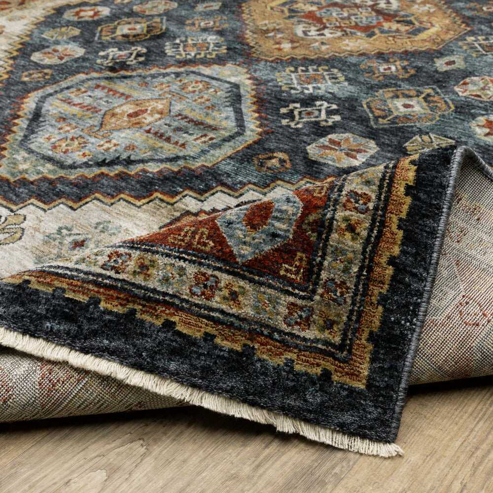 Oriental Weavers Aberdeen 005W1 Blue Medallion Polyester Indoor Area Rug (SAK89014)
