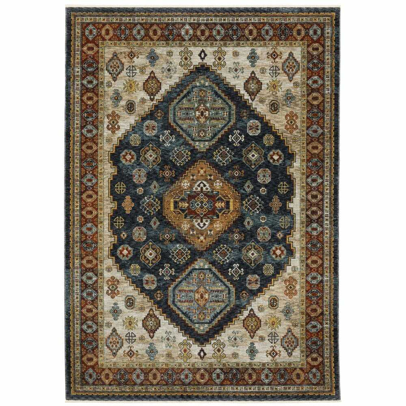 ORIENTAL WEAVERS Aberdeen 005W1 Blue Medallion Polyester Indoor Area Rug (SAK89014)