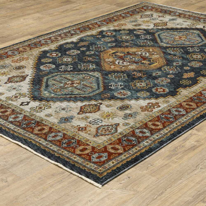 ORIENTAL WEAVERS Aberdeen 005W1 Blue Medallion Polyester Indoor Area Rug (SAK89014)