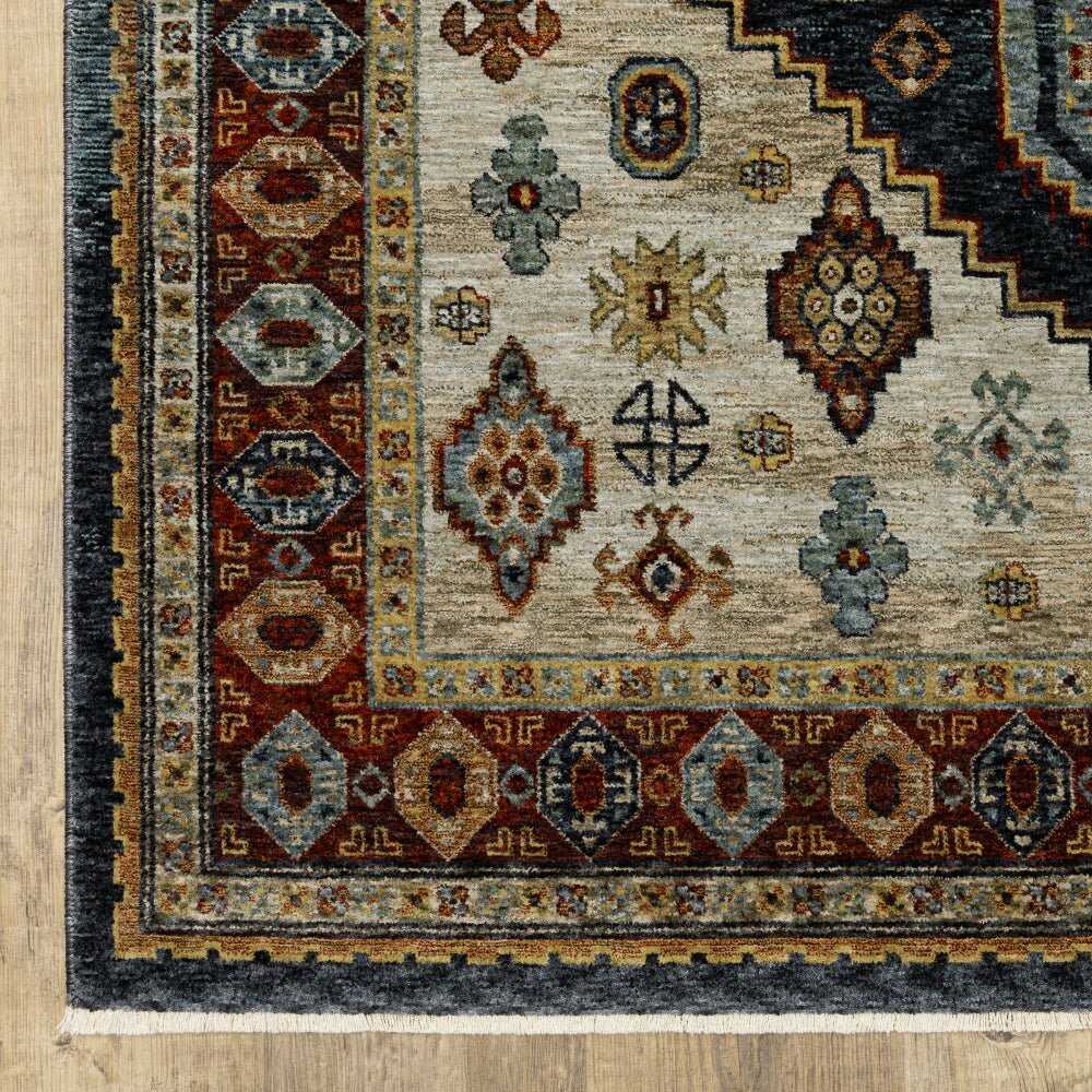 Oriental Weavers Aberdeen 005W1 Blue Medallion Polyester Indoor Area Rug (SAK89014)