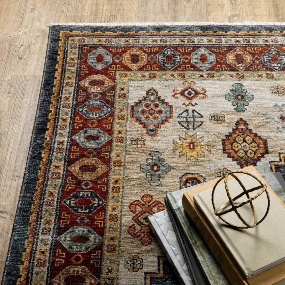 Oriental Weavers Aberdeen 005W1 Blue Medallion Polyester Indoor Area Rug (SAK89014)