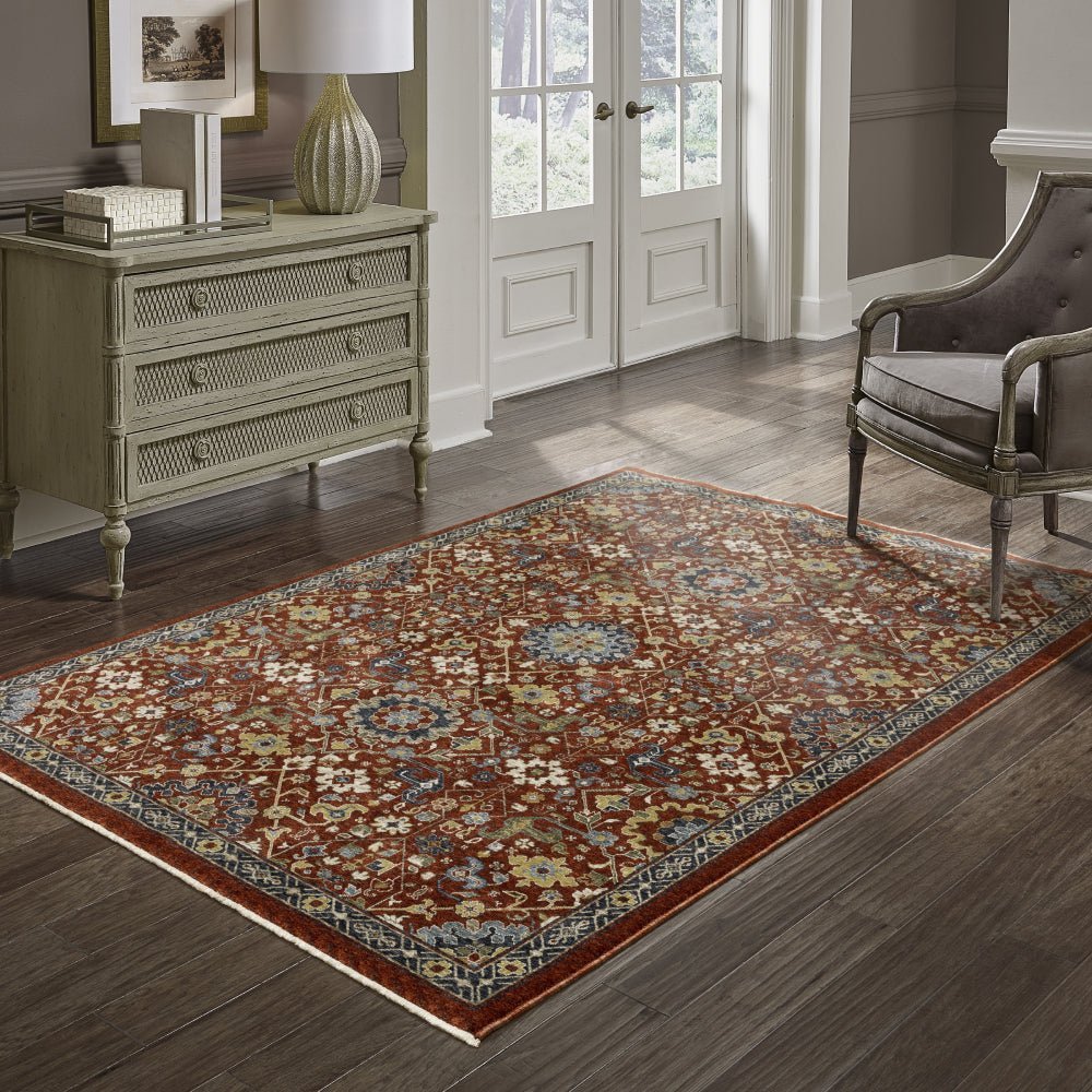 Oriental Weavers Aberdeen 006R1 Red Floral Polyester Indoor Area Rectangle Rug (SAK98125)