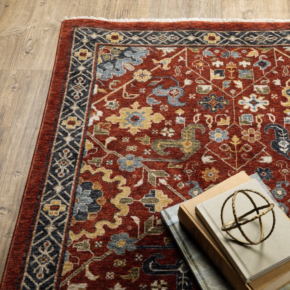 Oriental Weavers Aberdeen 006R1 Red Floral Polyester Indoor Area Rectangle Rug (SAK98125)