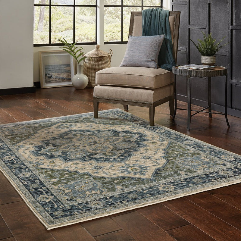 ORIENTAL WEAVERS Aberdeen 051G1 Blue Vintage Polyester Indoor Area Rectangle Rug (SAK52901)