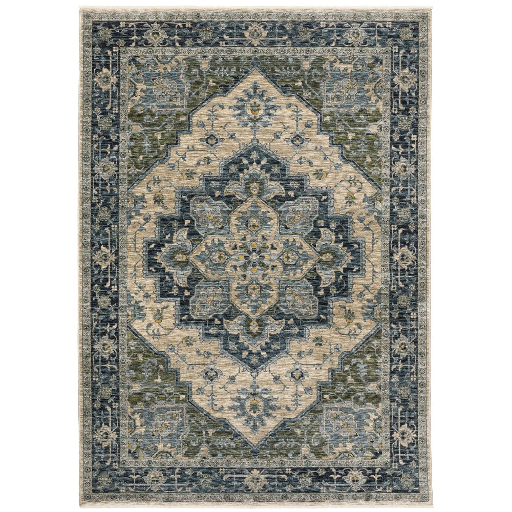 Oriental Weavers Aberdeen 051G1 Blue Vintage Polyester Indoor Area Rectangle Rug (SAK52901)