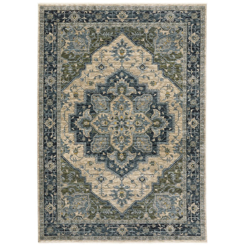 ORIENTAL WEAVERS Aberdeen 051G1 Blue Vintage Polyester Indoor Area Rectangle Rug (SAK52901)