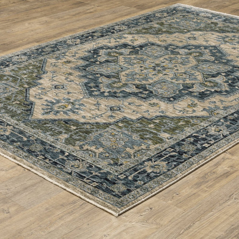 ORIENTAL WEAVERS Aberdeen 051G1 Blue Vintage Polyester Indoor Area Rectangle Rug (SAK52901)